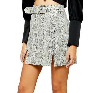 NWT Topshop Snakeskin Leather Mini Skirt with Belt